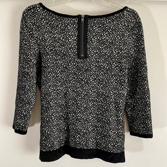 Anthropologie Moth Lana Black/White Textured Chenille Scoop Pullover Sweater M - Picture 4 of 13